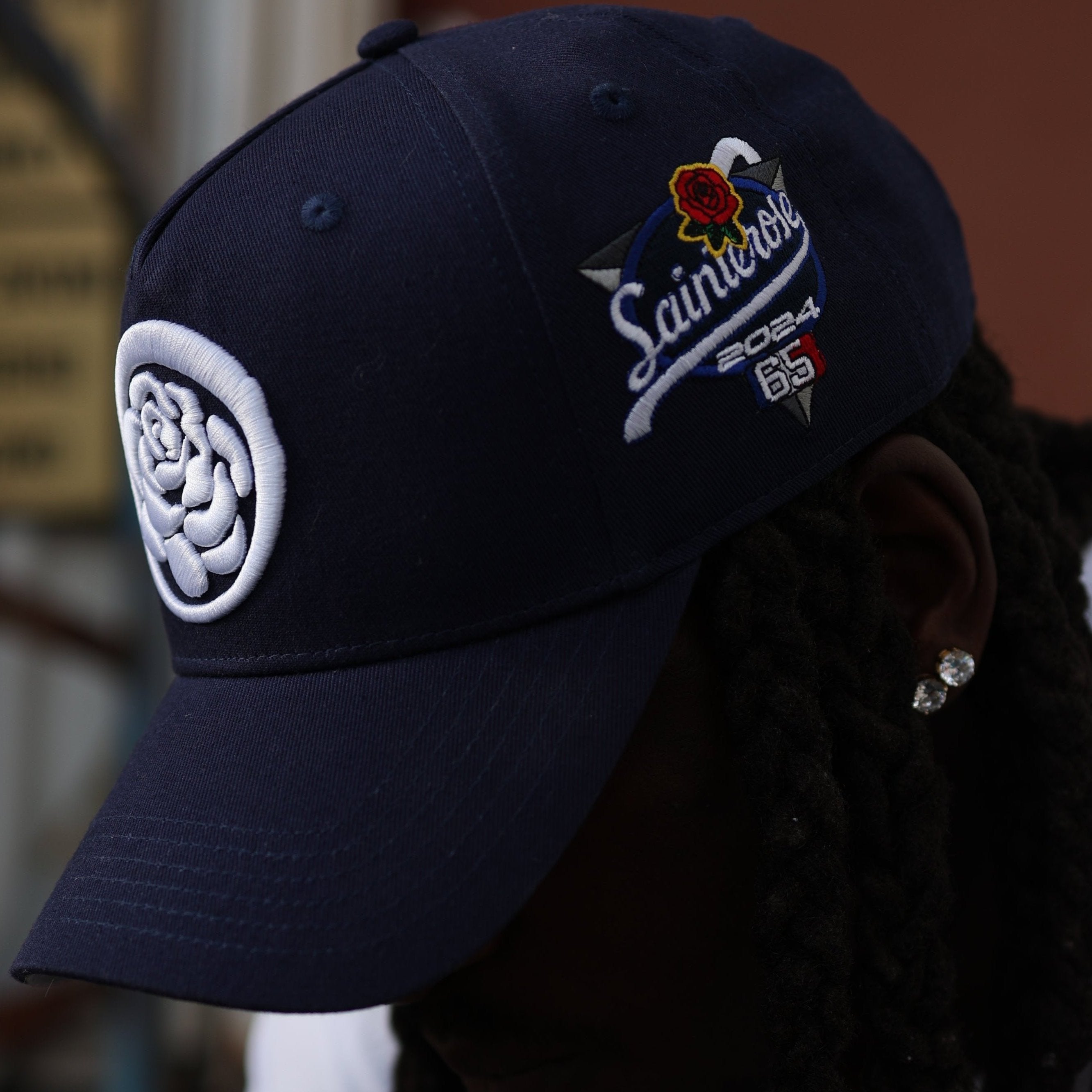 Navy 'Stamp' Logo Snapback Hat
